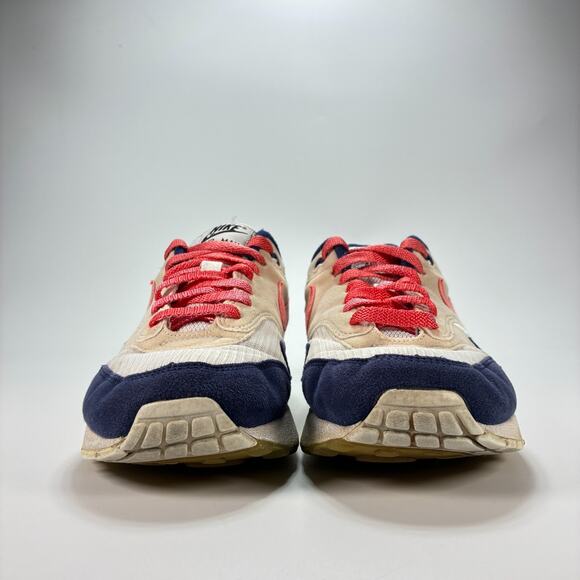 Nike Air Max 1 Navy Blue Tan Suede Running Shoes Comfort CN9672-991 Womens Sz 10 - Picture 2 of 10